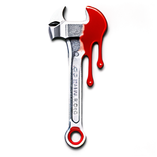 wrench half red in blood dripping, vertically positioned - icon | sticker