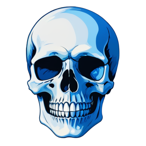 Skull blue graffiti on the wall - icon | sticker