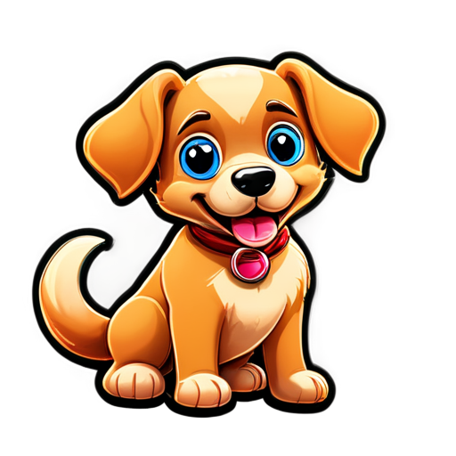 dog, cartoon, drawn, 3d, stickers - icon | sticker