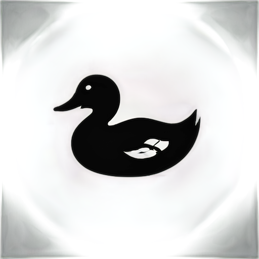 Coil duck in black white contour - icon | sticker