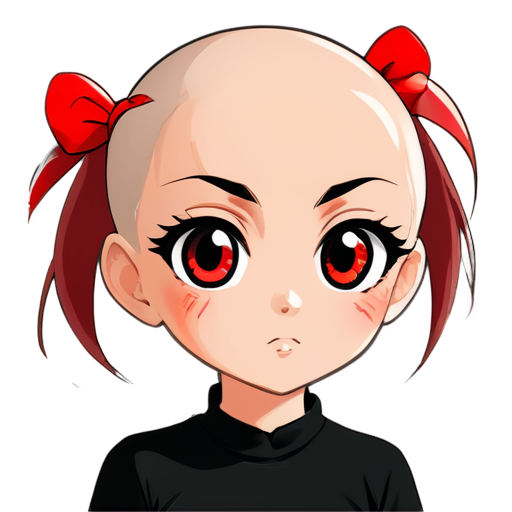 Anime bald naugthy face girl with red eyes and dark makeup - icon | sticker