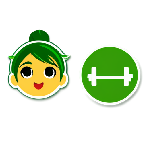 Icon for the application about sports, fitness and a healthy lifestyle, in green and white colors and in a minimalist style - icon | sticker