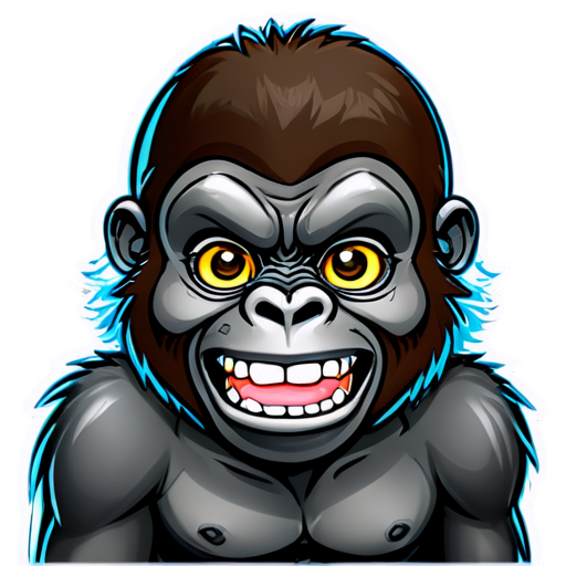 Gorilla with diamond teeth nft style - icon | sticker