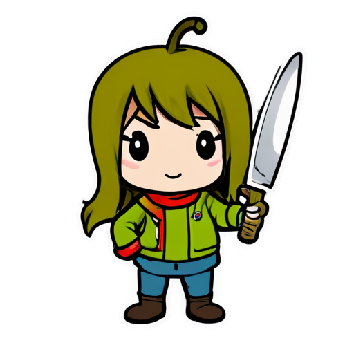 A chili with a knife in its hand - icon | sticker