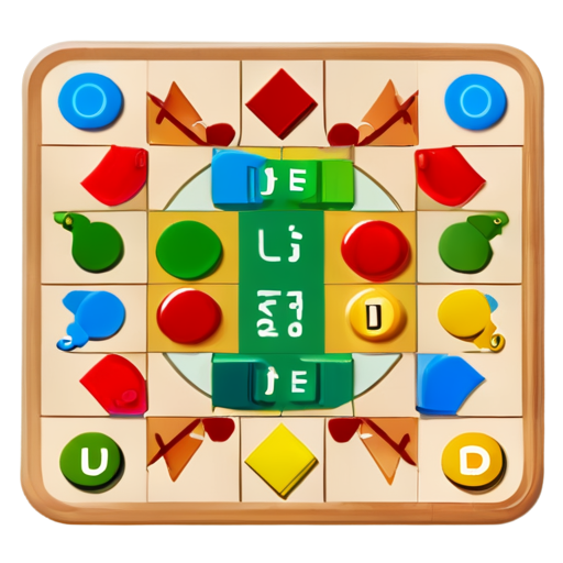 Create a 3D game logo named "Fun ludo", it should have ludo board within - icon | sticker