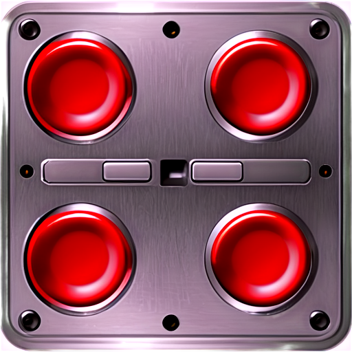 red button, computer game, square, vertical, metal, gaming, for walkie-talkie, single - icon | sticker