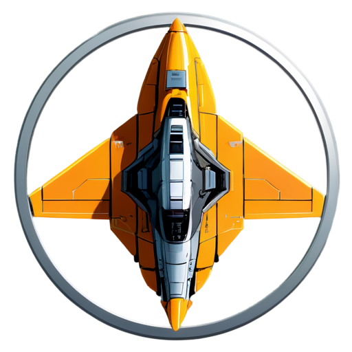 image of a spaceship for a game in the style of the Space Rangers game series, top view, position of the ship's nose from above - icon | sticker