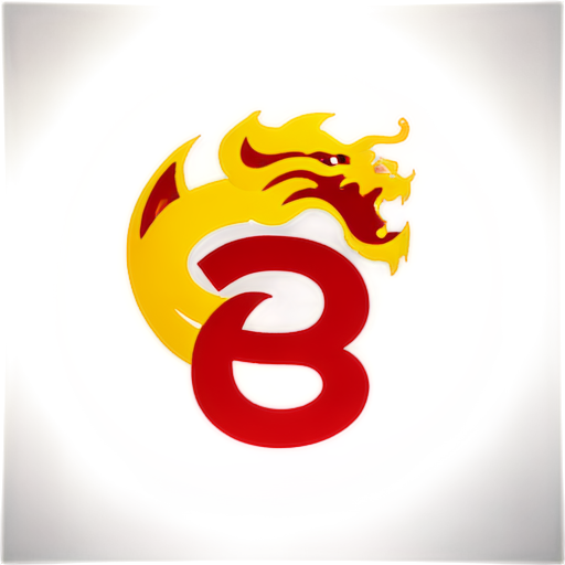 red round logo with red background and china yellow dragon on letter B - icon | sticker