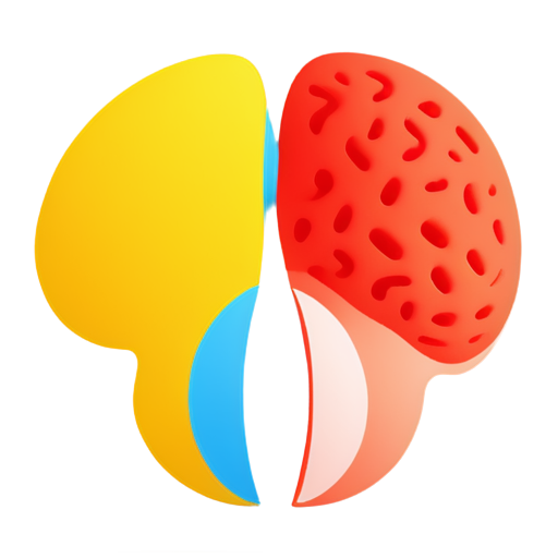 Abstract Flat Style Sponge Texture Left and Right Half Open Mouth Brain - icon | sticker