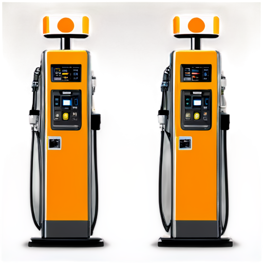 fuel dispenser on transparent background in yellow-orange colors - icon | sticker