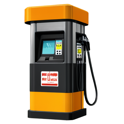 fuel dispenser on transparent background in yellow-orange colors - icon | sticker