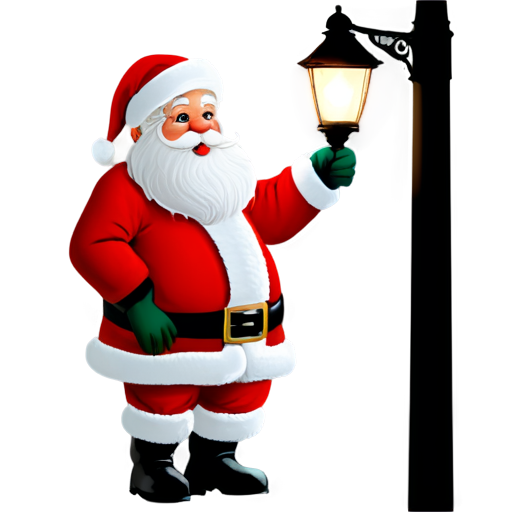 santa claus with flashlight in streetlight, christmas style - icon | sticker