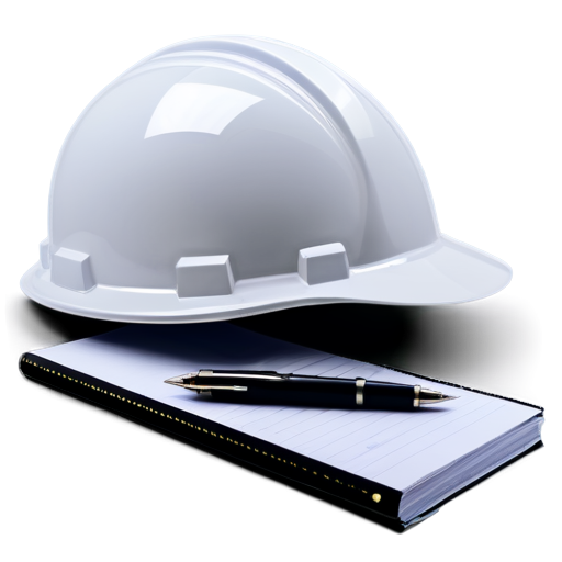 construction helmet, documents with pen - icon | sticker