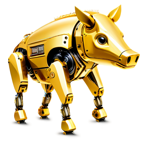 dibujo cerdo dorado robotico - icon | sticker