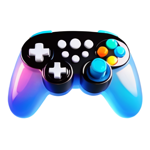 rainbow gamepad, blue background - icon | sticker