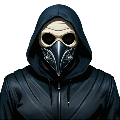 The front view of an assassin wearing a raven-beak-shaped mask - icon | sticker