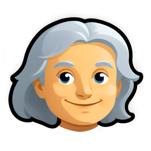 cartoonish isaac newton emoji, just his face outline in 2D - icon | sticker