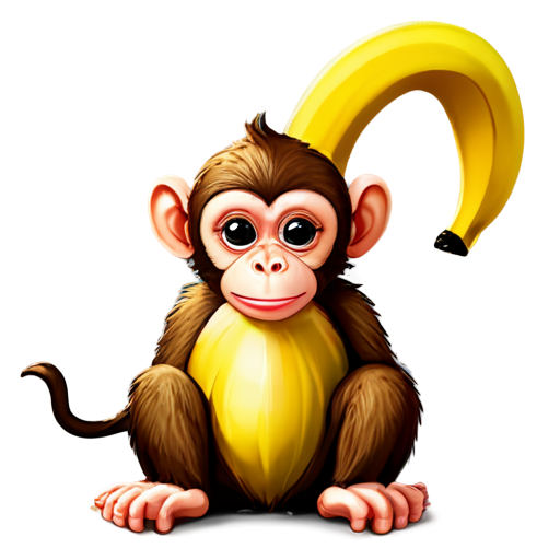 cute monkey banana - icon | sticker