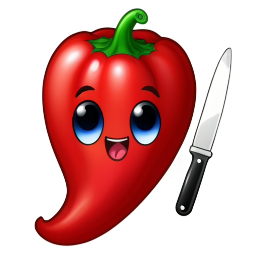 Chili emoji with knife - icon | sticker