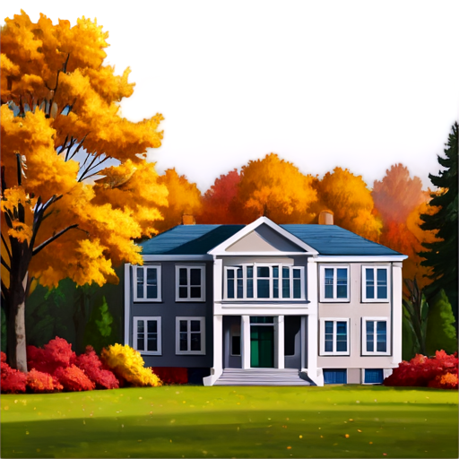 school against the backdrop of an autumn garden - icon | sticker