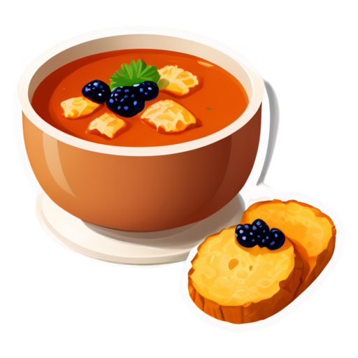 Thick soup with chunks of yam pie and slices of yam berries. - icon | sticker