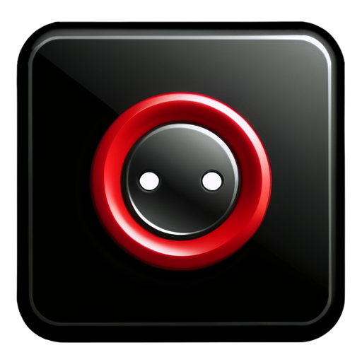 black and red button, computer game, square, vertical - icon | sticker