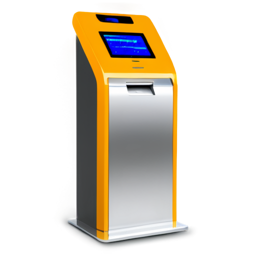 self-service terminal in yellow-orange colors - icon | sticker