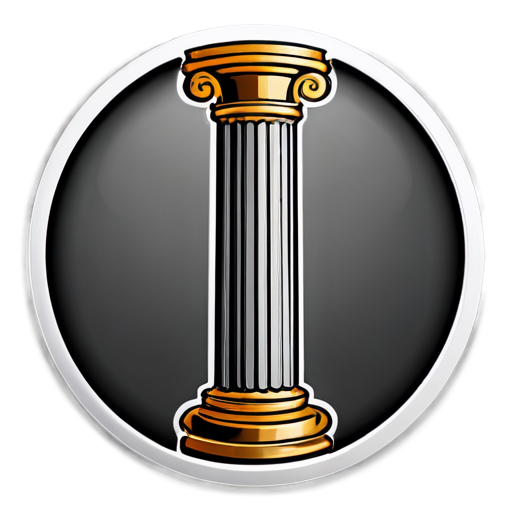 Greek column inside round icon with black rim - icon | sticker