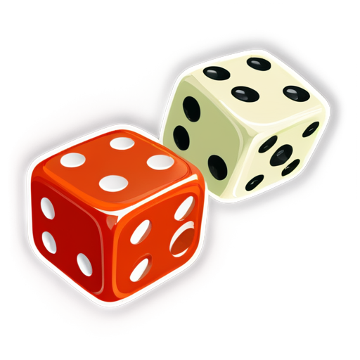 2 dice in the air on a colored background in a frame - icon | sticker