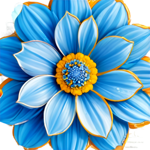 Blue ice flower with golden lines from thi meddle. Background is yellow and has round form. Size is 512 x 512. - icon | sticker