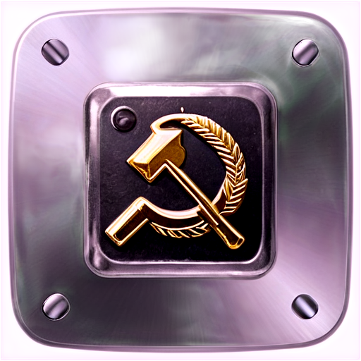 metal button, computer game, square, Soviet style - icon | sticker