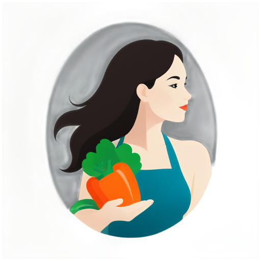 Logo for nutritionist, girl with vegetables - icon | sticker