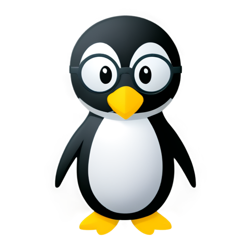 3D, not fat, cheeky male penguin psychologist, outwardly shows high intelligence, round glasses, minimalism style, the whole avatar is in shades of gray, but with a yellow belly - icon | sticker