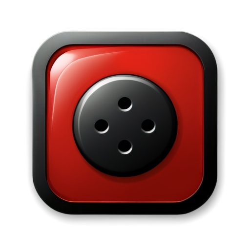 black and red button, computer game, square, vertical - icon | sticker