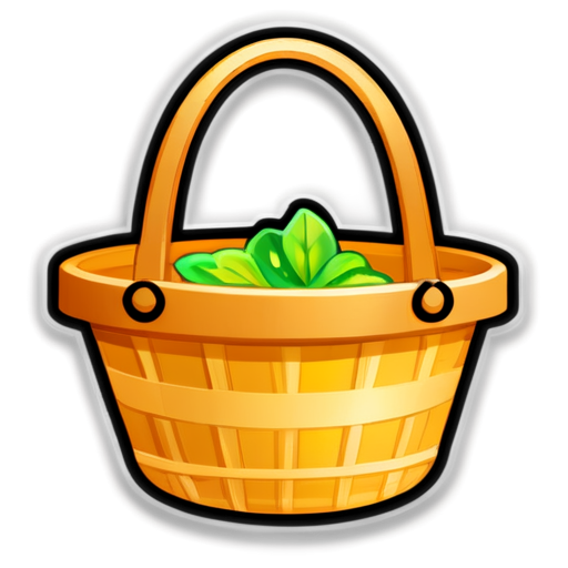 realist Straw basket inside round icon with thin black rim - icon | sticker