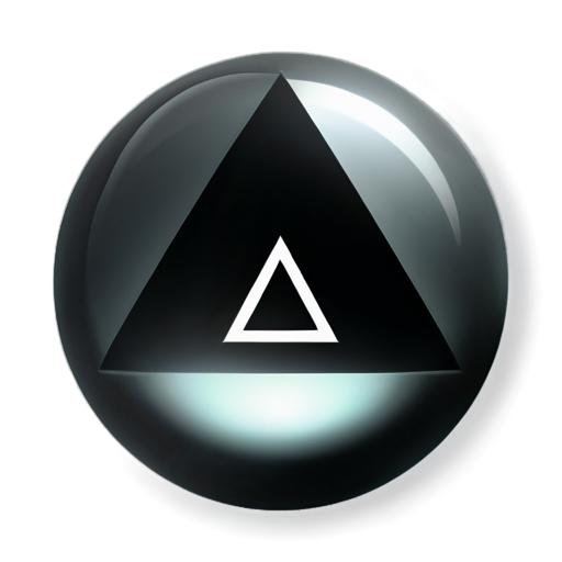 ransparent glass orb containing a black, angular stone resembling the Resurrection Stone. The stone has triangular, rune-like symbols etched into it and appears dark with a faint mystical glow. The orb is neutral, drawing attention to the intricate design of the stone and its aura - icon | sticker