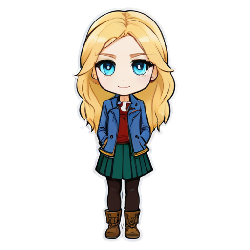 A full-length outfit for a tall, blue-eyed blonde in the following colors: honey, yellow, burgundy, pink, or leaf green. - icon | sticker