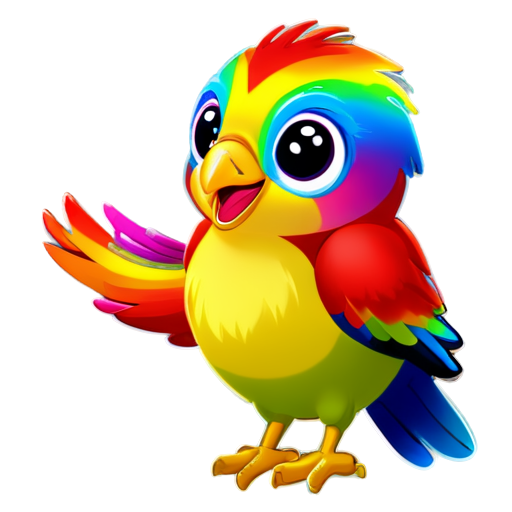 A rainbow bird singing - icon | sticker