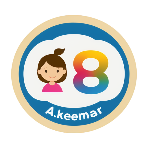 logo for a children's educational center, the name of which is made of colorful, cheerful letters "Akahemnr Detctba". associations with creativity and creative thinking in children. educational toys. the emblem depicts a boy and a girl. - icon | sticker