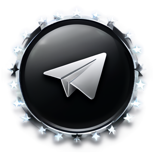 dark telegram icon with stars - icon | sticker