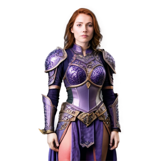 Intricate reach medieval fantasy women battlesuit made of purple night sky - icon | sticker