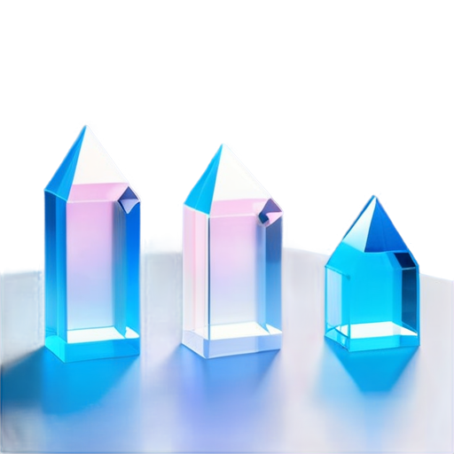 Minimalistic scene with 3 solid prisms representing buildings. The prisms should be monochromatic B&W, no lights, no shadows, no textures, flat geometric shapes. No background or sky - icon | sticker