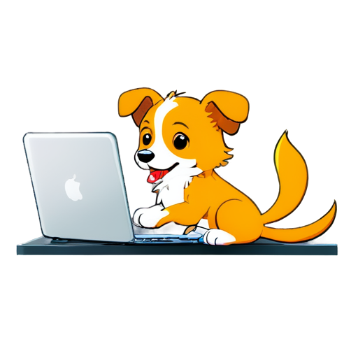 A dog doing design in front of a computer. - icon | sticker