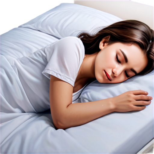 beautiful european woman sleeping in white bed - icon | sticker