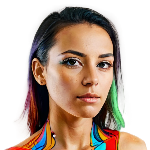 a half-profile headshot of a colorful digital figure in abstract style with a colorful background - icon | sticker