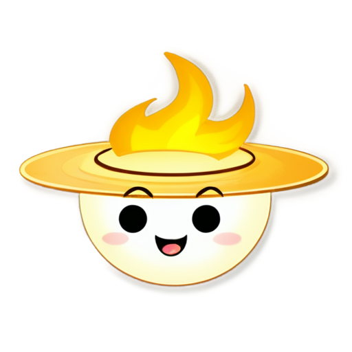 dimsum with face emoticon and effect fire burn - icon | sticker