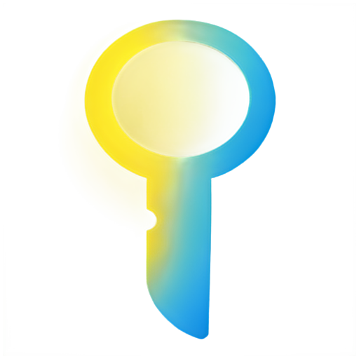 blue key on yellow gradient background - icon | sticker