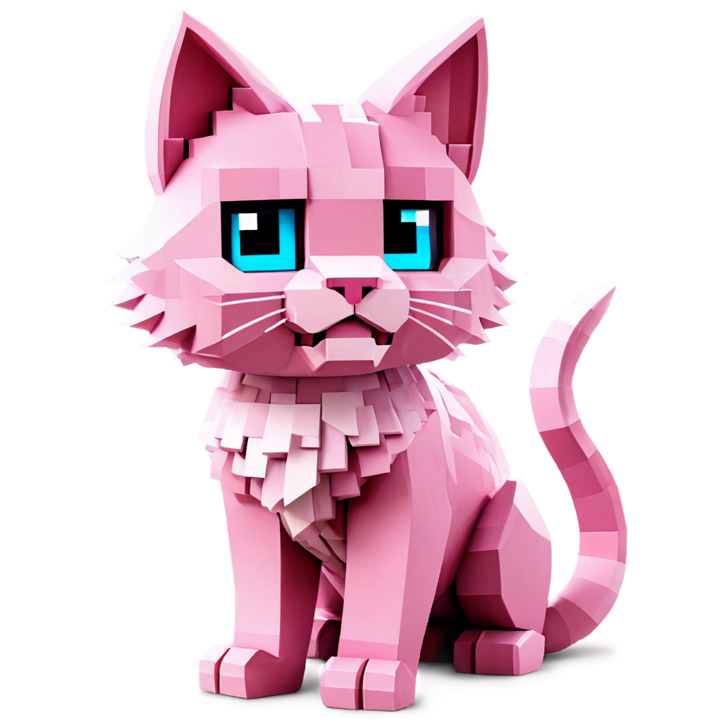 a pink cat, minecraft style - icon | sticker