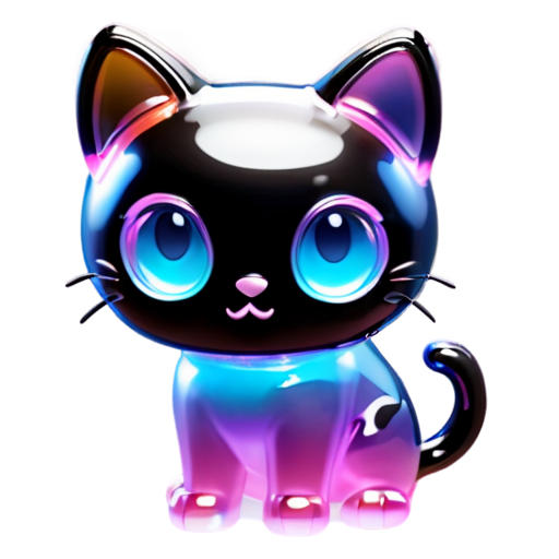 Black cute cat - icon | sticker