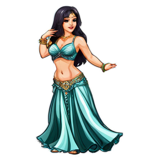 Woman bellydance silver color - icon | sticker